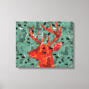 Mosaik av silhuett av hjorthuvud canvastryck