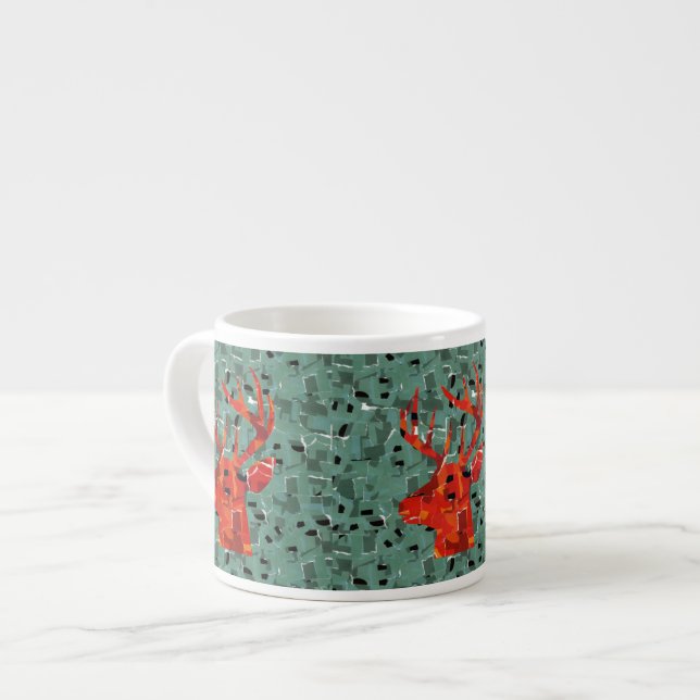 Mosaik av silhuett av hjorthuvud espressomugg (Framsida vänster)