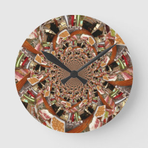 Mosaik av Sushi Brown Färg Rund Klocka
