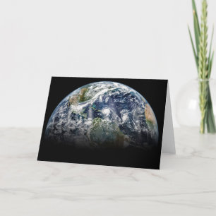 Mosaik-bild av planeten jord med 3 orkaner kort