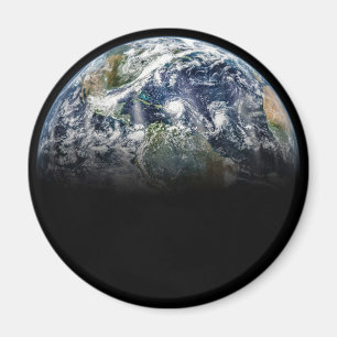 Mosaik-bild av planeten jord med 3 orkaner magnet