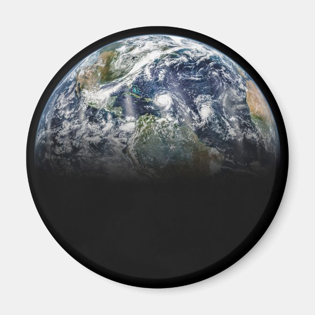 Mosaik-bild av planeten jord med 3 orkaner magnet (Framsidan)
