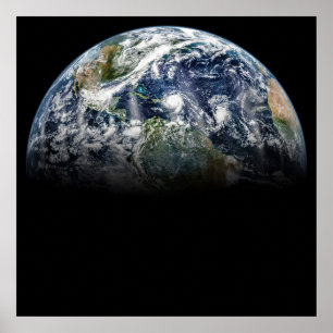 Mosaik-bild av planeten jord med 3 orkaner poster