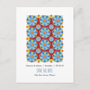 Mosaik Blommig Spara Datum Postkort Meddelande Vykort