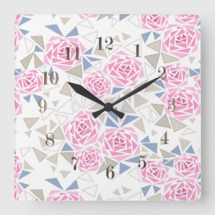 Mosaik, blommor fyrkantig klocka