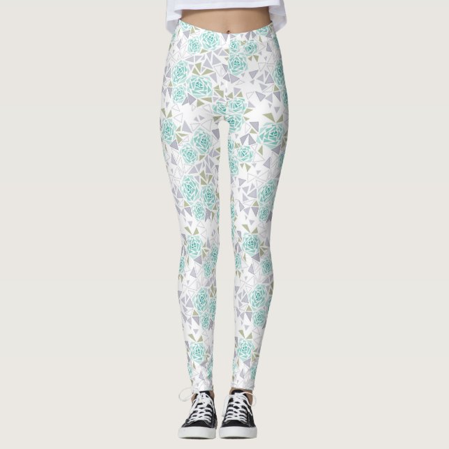 Mosaik, blommor leggings (Framsida)