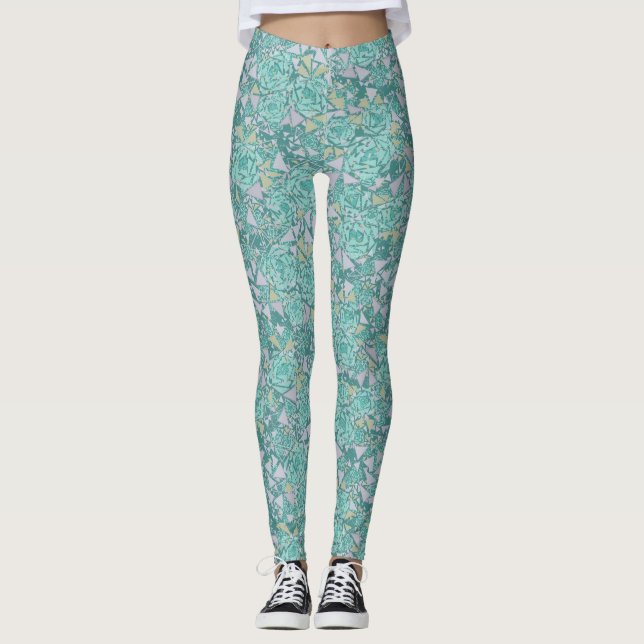 Mosaik, blommor leggings (Framsida)