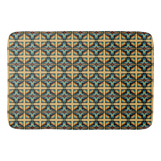 Mosaik blue orange beige badrumsmatta (Framsidan)