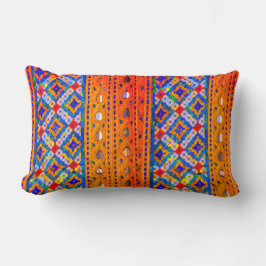 Mosaik-design i Guld, Röd, Blå, Vit Lumbarkudde