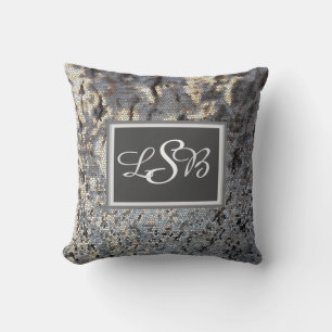 Mosaik Earth Tone Abstrakt Tiled Mönster Monogram Kudde