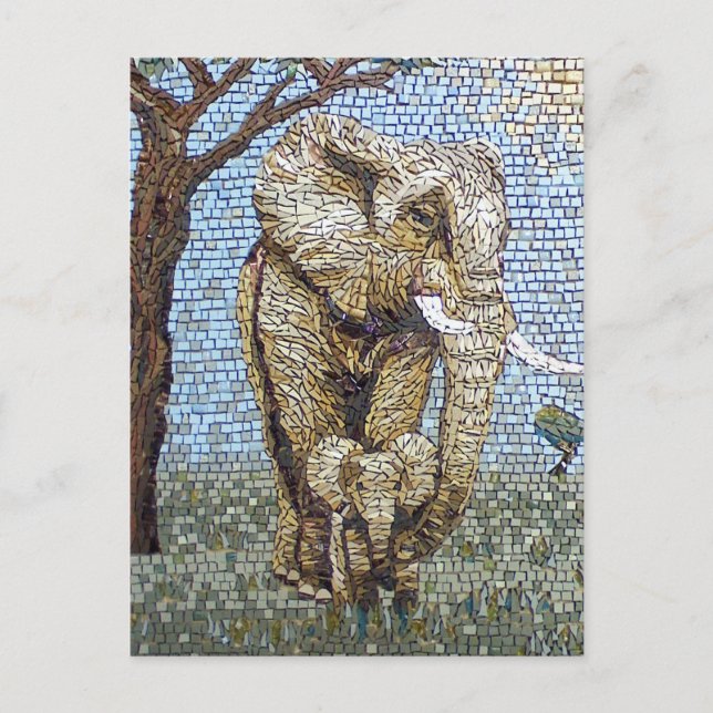 Mosaik elephant vykort (Framsida)