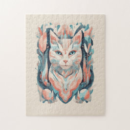 Mosaik, estetisk, färglös katt pussel