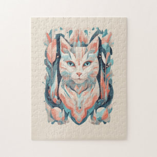 Mosaik, estetisk, färglös katt pussel