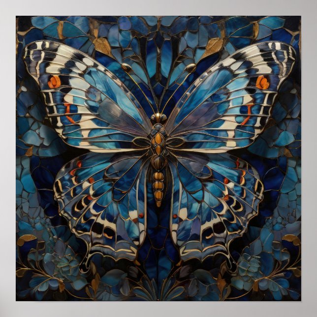 Mosaik Flutter - 3D Butterfly Modern Art Poster (Framsidan)