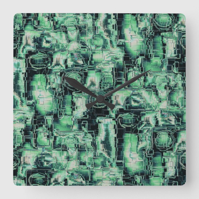 Mosaik för abstrakt av rustik grönt i nyans fyrkantig klocka (Framsida)