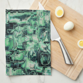 Mosaik för abstrakt av rustik grönt i nyans kökshandduk