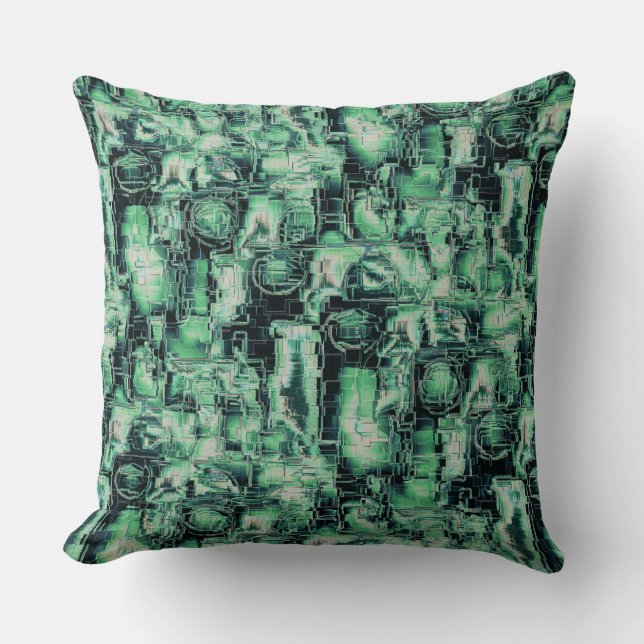 Mosaik för abstrakt av rustik grönt i nyans kudde (Framsida)