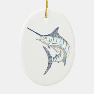 Mosaik för banhoppningSaltwaterMarlin Julgransprydnad Keramik