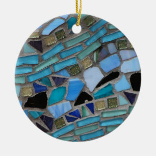 Mosaik för blåtthavsexponeringsglas julgransprydnad keramik