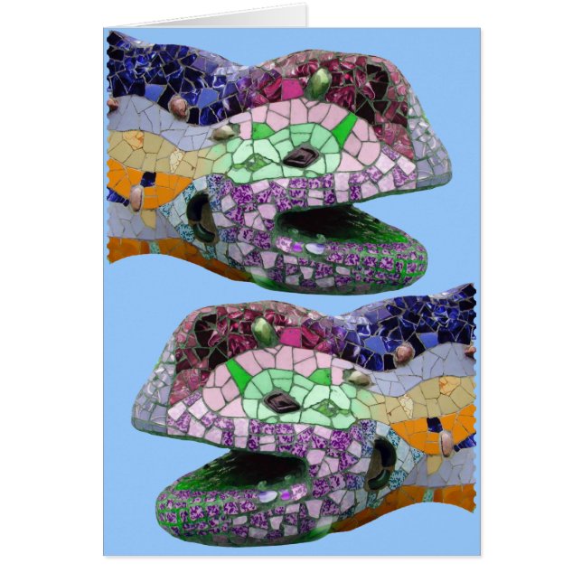 Mosaik för Gaudi ödlahuvud Hälsningskort (Framsidan)