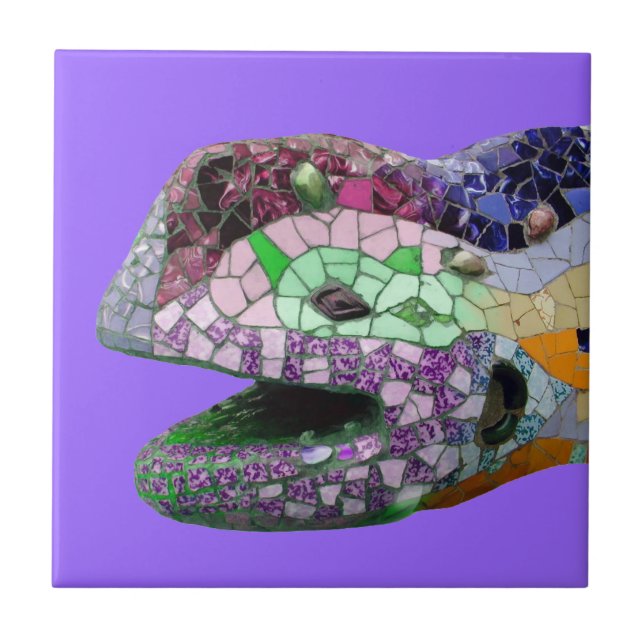 Mosaik för Gaudi ödlahuvud Kakelplatta (Framsidan)