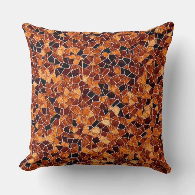 Mosaik för orange av svartvitt och brinnande, vita kudde (Framsida)