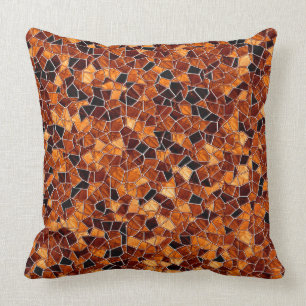Mosaik för orange av svartvitt och brinnande, vita kudde