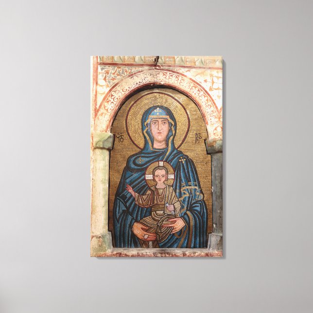 Mosaik föreställande jungfru Maria och Jesus Canvastryck (Framsida)