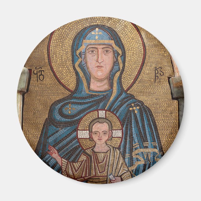 Mosaik föreställande jungfru Maria och Jesus Magnet (Framsidan)