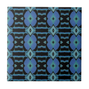Mosaik geometrisk abstrakt art lavender teal black kakelplatta