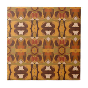 Mosaik geometrisk konst brun gult orange kattunge kakelplatta