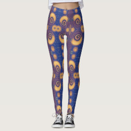 Mosaik-geometrisk plommonformgivning guld kattunge leggings