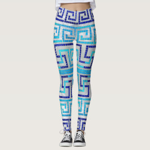 Mosaik Grekiska Meander Grekiska Nyckel Leggings
