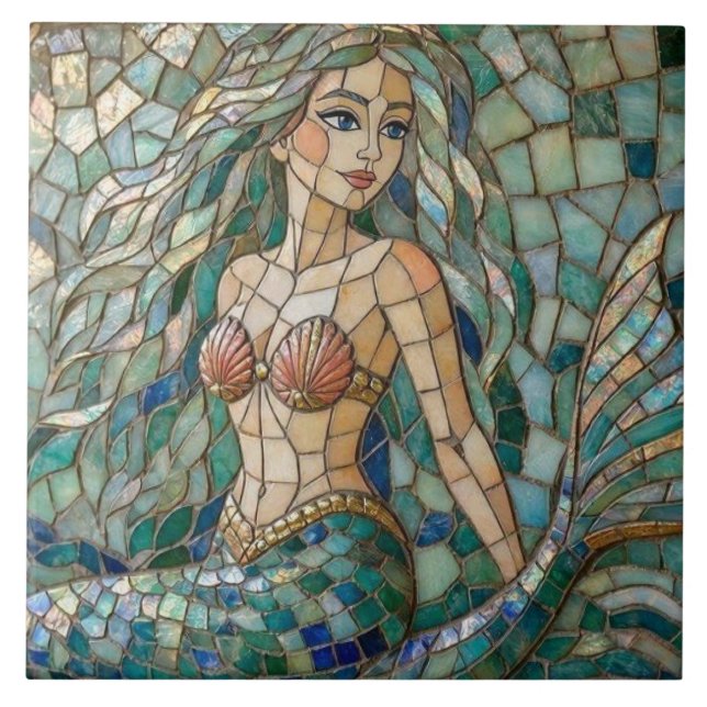 Mosaik Havfrue Kakelplatta (Framsidan)
