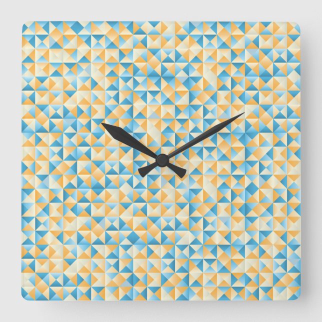 Mosaik i blått och orange fyrkantig klocka (Framsida)