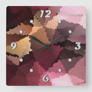Mosaik i brun rosa och gult färg fyrkantig klocka