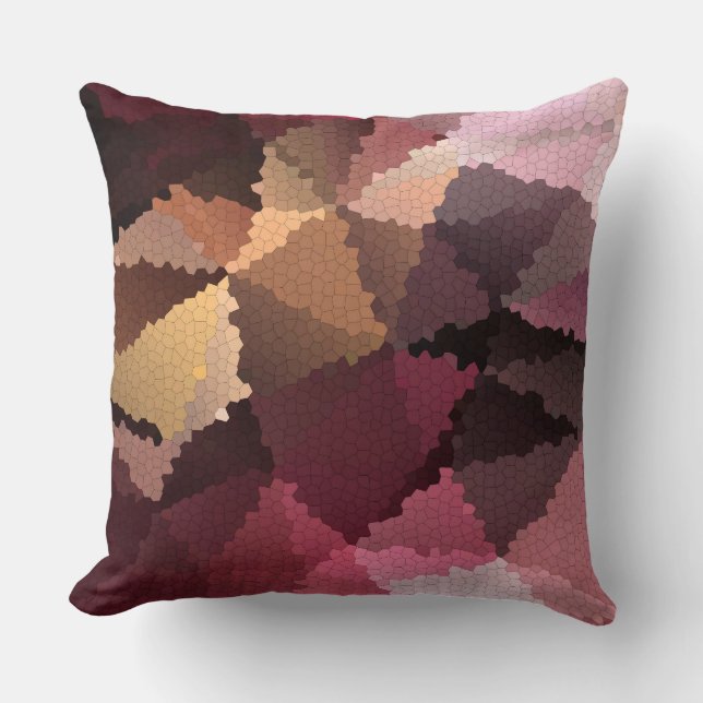Mosaik i brun rosa och gult färg kudde (Framsida)