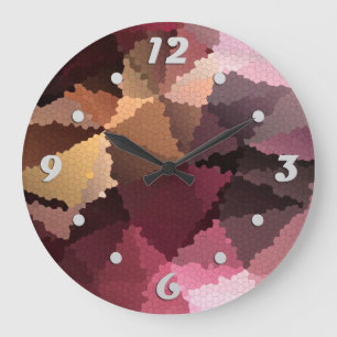 Mosaik i brun rosa och gult färg stor klocka