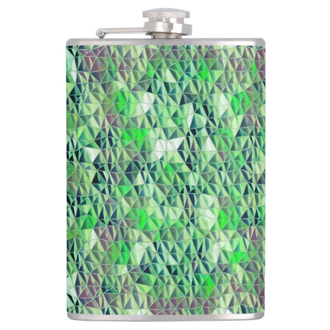 Mosaik i grönaktiga trianglar med övertoningstoner fickplunta (Framsidan)