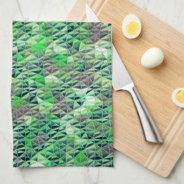 Mosaik i grönaktiga trianglar med övertoningstoner kökshandduk