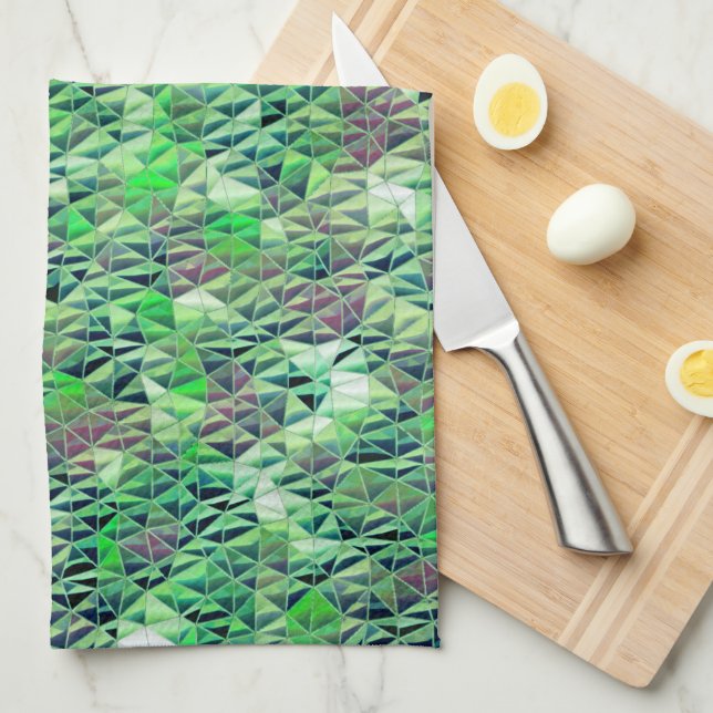 Mosaik i grönaktiga trianglar med övertoningstoner kökshandduk (Vikt i Fjärdedel)