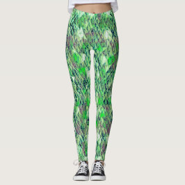 Mosaik i grönaktiga trianglar med övertoningstoner leggings