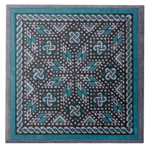 Mosaik illustrerar svart grått och matisse blue kakelplatta