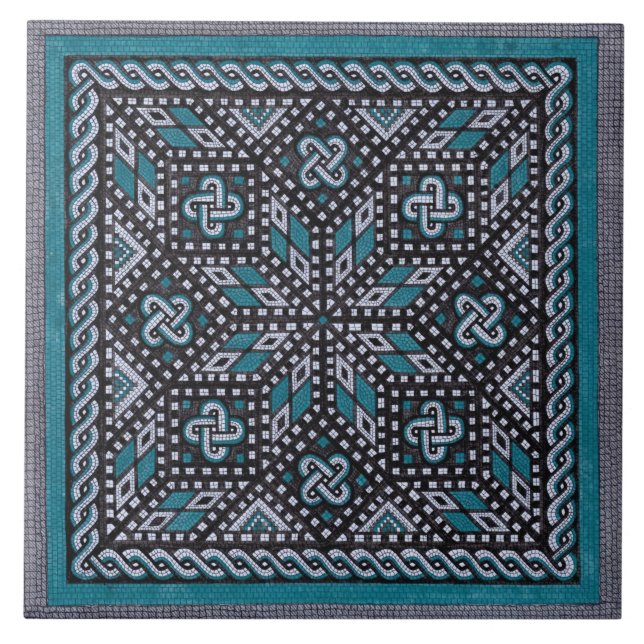 Mosaik illustrerar svart grått och matisse blue kakelplatta (Framsidan)