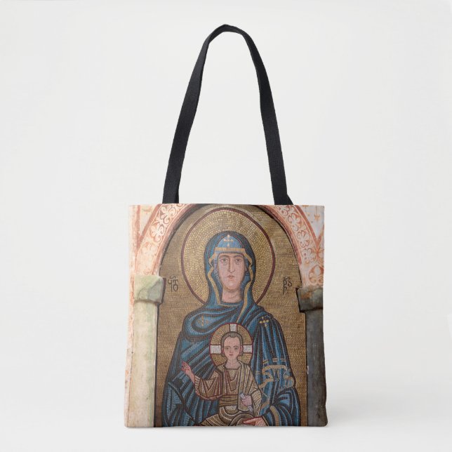 Mosaik Jungfru Maria och Jesus Tygkasse (Framsida)