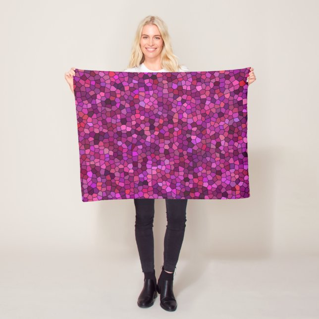 Mosaik Lila Rosa  Fleecefilt (På plats)
