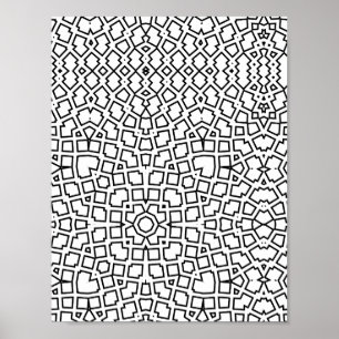 Mosaik Mandala Mönster Färgläggningssida Geometris Poster