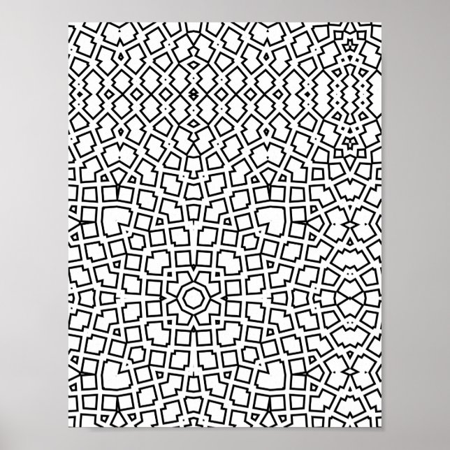 Mosaik Mandala Mönster Färgläggningssida Geometris Poster (Framsidan)