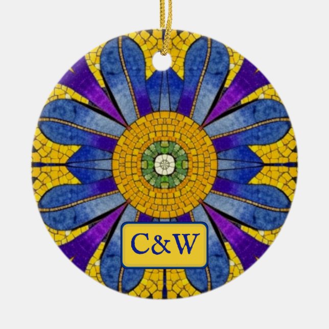 Mosaik med Roman Stil Tiles - texten om Julgransprydnad Keramik (Framsidan)