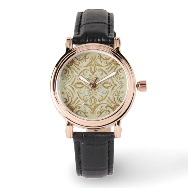 Mosaik mjuk grön guld, Kvinnor eWatch Ur Armbandsur (Framsida)